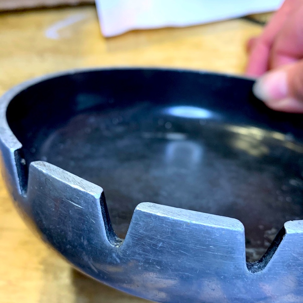 Vintage 1960 aluminum ashtray.